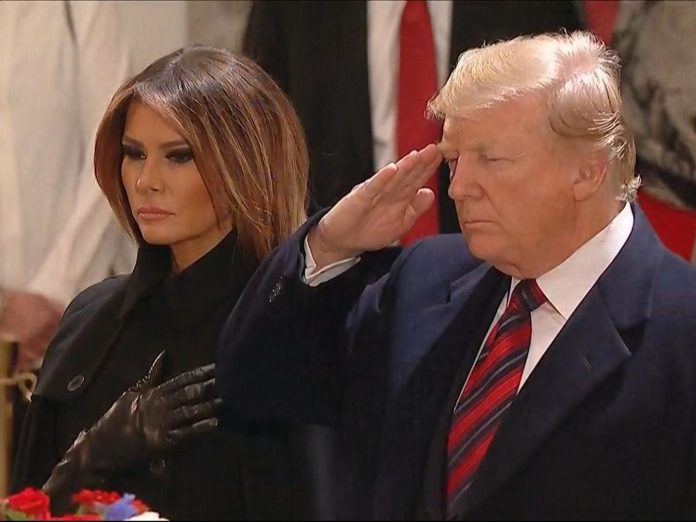 Donald Trump pays respects to George HW Bush at Washington memorial